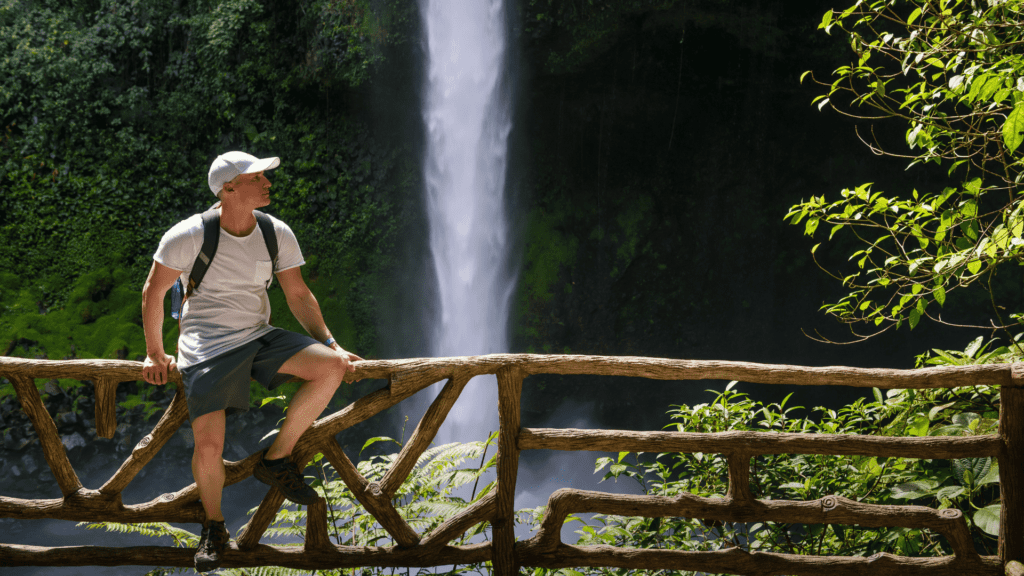 Tourist at the La Fortuna Waterfall in Costa Rica