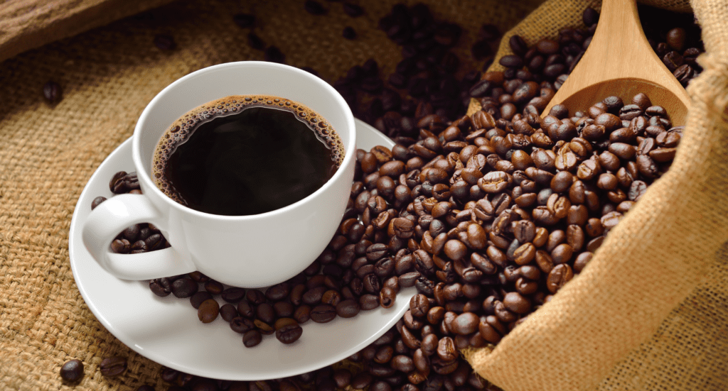 Coffee on a Cup and coffee beans