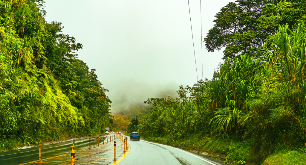 Beautiful road in the mountains, rainforest Roads of Costa Rica, Heredia province, Costa Rica